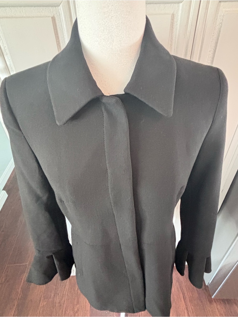 Zara Black Ruffle Cuff Coat sz S - Picture 12 of 14